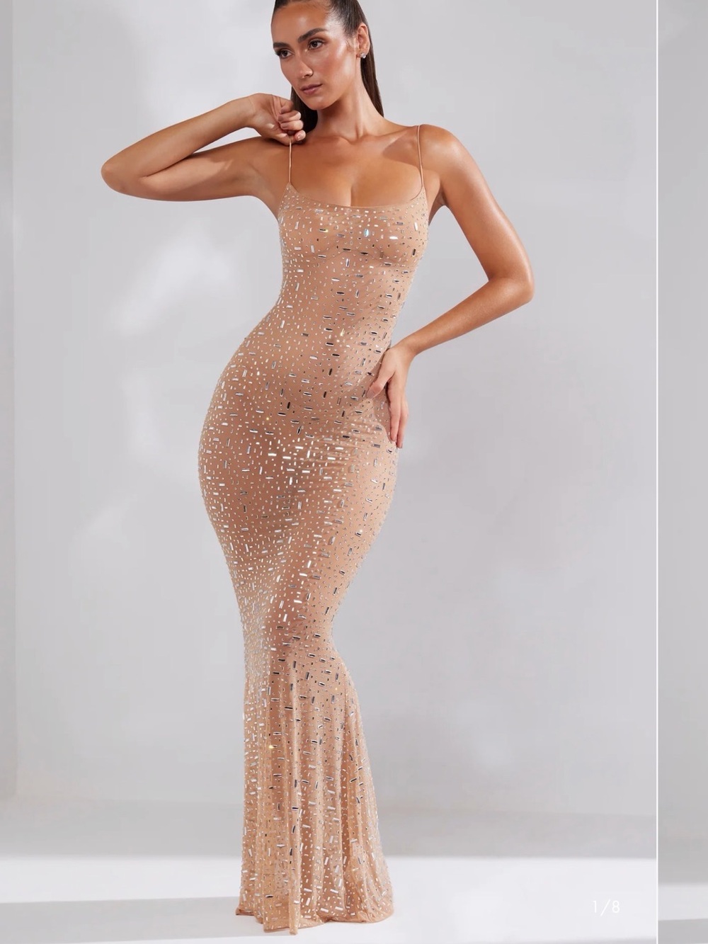 Oh Polly Beige Sequin Dress - Picture 3 of 7